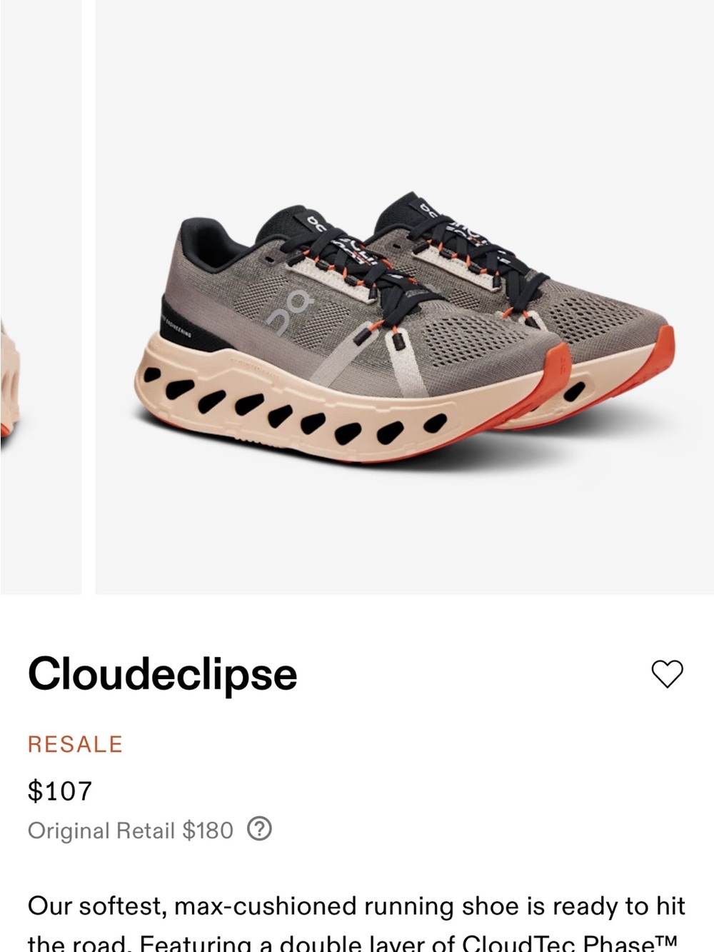 On Running Cloudclipse Running Shoes - Gray with Coral Accents